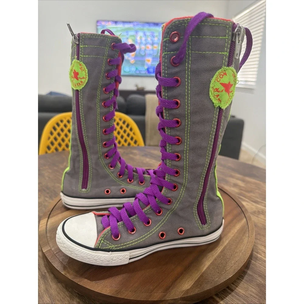 Rare Converse XX-Hi Sneakers Junior Kids Size 1 Knee High Canvas Boots A12756C
